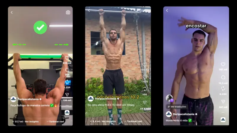 Montagem de vídeos de treino de calistenia