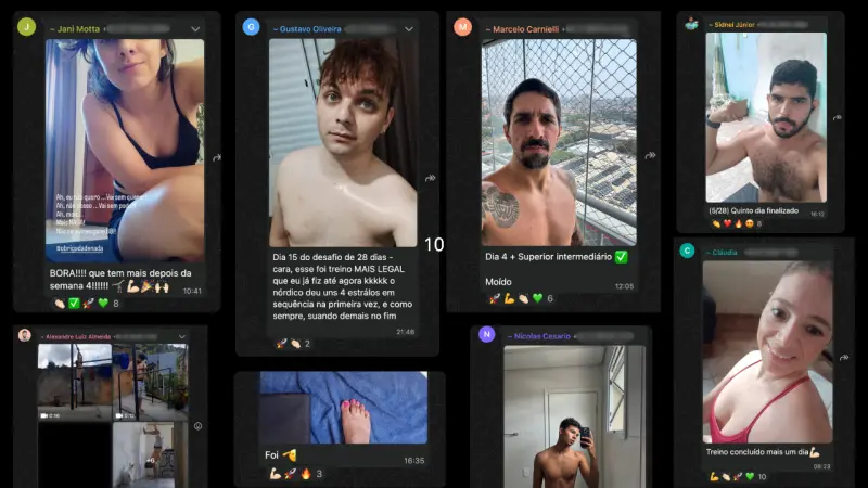 Montagem de depoimentos de alunos em mensagens e fotos